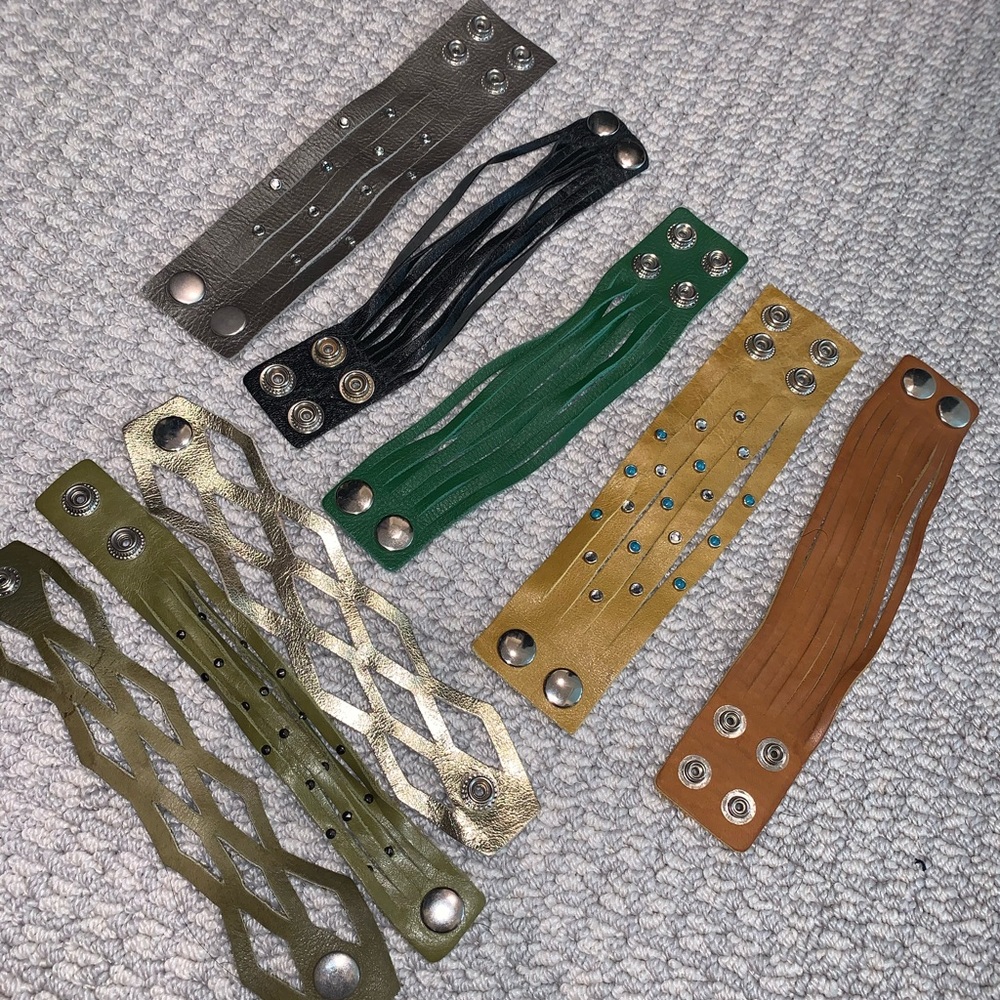 8 Genuine Leather Wide Bracelet. Coachella Accessories.